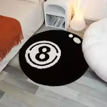 Black 8 Ball Billiards Rug Indoor Home Decoration
