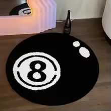 Black 8 Ball Billiards Rug Indoor Home Decoration
